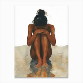 Naked Woman In Water Canvas Print
