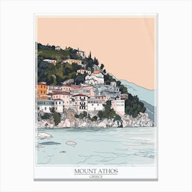 Mount Athos Greece Color Line Drawing 8 Poster Canvas Print