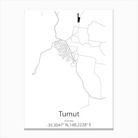 Tumut,Australia Minimalist Map Canvas Print