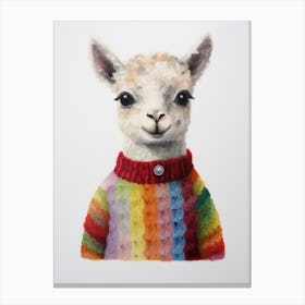 Baby Animal Wearing Sweater Alpaca4 Canvas Print