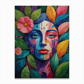 Woman With Colorful Face Canvas Print