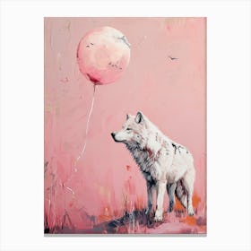 Cute Arctic Wolf 1 With Balloon Canvas Print