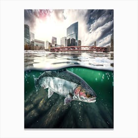Calgary Alberta And Trout - Calgary Cityscape Canvas Print