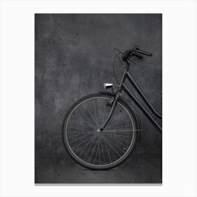 Black Vintage Bike & Concrete Love Canvas Print