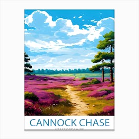 Cannock Chase Aonb Print Staffordshire Nature Reserve Art Cannock Chase Poster English Woodland Wall Decor Uk Wildlife Area Illustration 2 Canvas Print