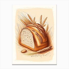 Spelt Sourdough Bread Bakery Product Retro Drawing Canvas Print