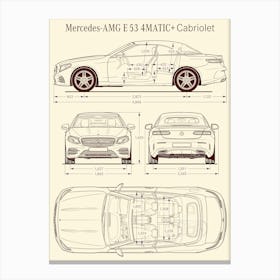 Mercedes Benz AMG E 53 4Matic Cabriolet 2020 car blueprint Canvas Print