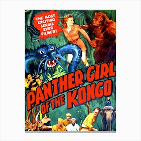 Action Movie Poster, Panther Girl Of The Kongo Canvas Print