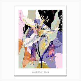 Colourful Flower Illustration Poster Canterbury Bells 4 Canvas Print