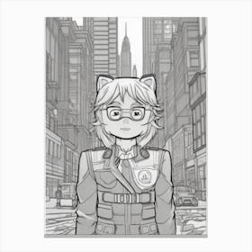 Cat Girl In The City Canvas Print