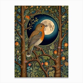 William Morris Robin In The Moonlight Canvas Print