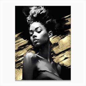 Black Girl with Gold Abstract 14.2 Canvas Print