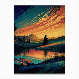 Sunset In The Mountains Canvas Print