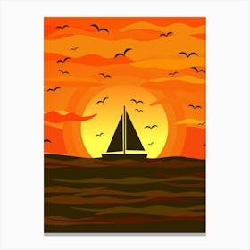 Sunset Sailboat Canvas Print