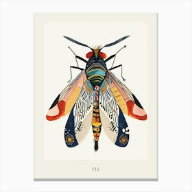 Colourful Insect Illustration Fly 5 Poster Canvas Print