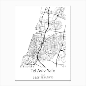 Tel Aviv Yafo,Israel Minimalist Map Canvas Print