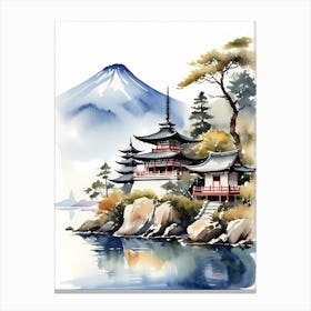 Japanese Landscape Watercolor Painting (12) 1 Canvas Print