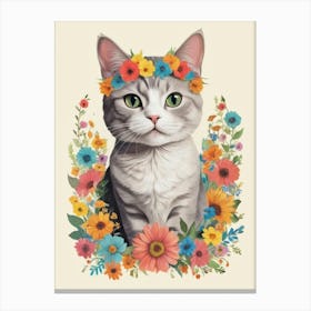 Cat With Flowers 6 Canvas Print