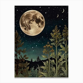 Full Moon In The Sky Style William Morris 1 Art Print Canvas Print