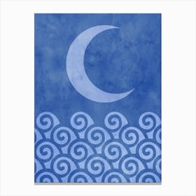 Sea and Crescent Moon Canvas Print
