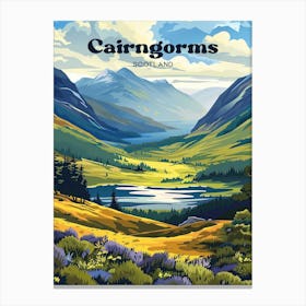 Cairngorms Scotland National Park Art Illustration Canvas Print