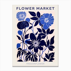 Blue Flower Market Poster Passionflower Market Poster 2 Canvas Print