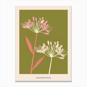 Pink & Green Agapanthus 1 Flower Poster Canvas Print