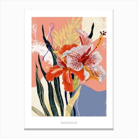 Colourful Flower Illustration Poster Gladiolus 4 Canvas Print