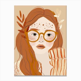 Girl With Glasses 3 Canvas Print