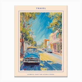 Retro American Town Brushstroke Painting Poster Canvas Print