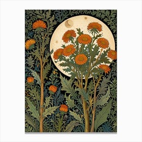 William Morris Moonlight Over Flowers Canvas Print