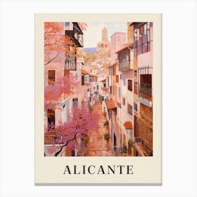 Alicante Spain 2 Vintage Pink Travel Illustration Poster Canvas Print