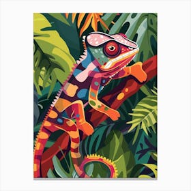 Chameleon In The Jungle Modern Abstract Illustration 5 Canvas Print