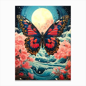 Butterfly In Cherry Blossoms Canvas Print