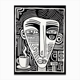 Geometric Coffee Cup Face Portrait Canvas Print