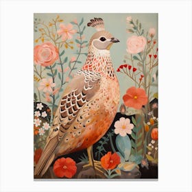 Partridge 4 Detailed Bird Painting Canvas Print