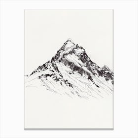 Mount Cook Usa Line Drawing 2 Canvas Print