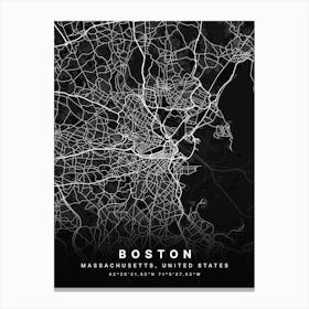 Boston Massachusetts USA Black Map Canvas Print