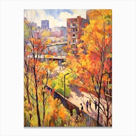 Autumn City Park Painting High Line Park New York City Canvas Print