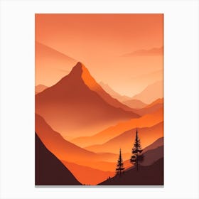 Misty Mountains Vertical Composition In Orange Tone 65 Canvas Print