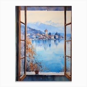 Winter Cityscape Lake Bled Slovenia 2 Canvas Print