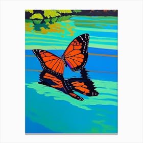 Butterfly On Lake Pop Art David Hockney Inspired 2 Canvas Print