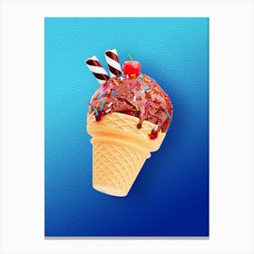 Ice cream, plastic 3D — Food kitchen poster/blackboard, photo art Canvas Print