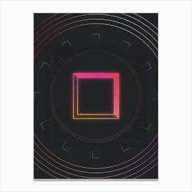 Neon Geometric Glyph in Pink and Yellow Circle Array on Black n.0379 Canvas Print