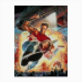 Last Action Hero In A Pixel Dots Art Style 1 Canvas Print