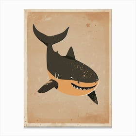 Cute Shark Beige Background 1 Canvas Print