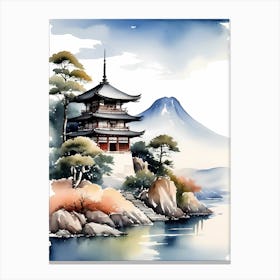 Japanese Landscape Watercolor Painting (49) 1 Canvas Print