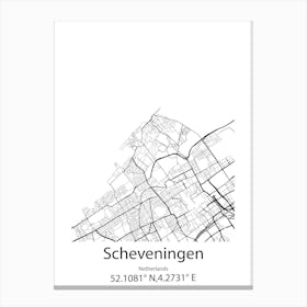 Scheveningen,Netherlands Minimalist Map Canvas Print