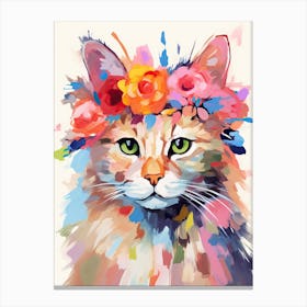 Australian Mist Cat With A Flower Crown Painting Matisse Style 4 Canvas Print
