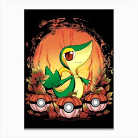 Snivy Spooky Night - Pokemon Halloween Canvas Print